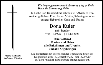 Traueranzeige von Dora Euler von OF