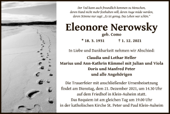 Traueranzeige von Eleonore Nerowsky von OF