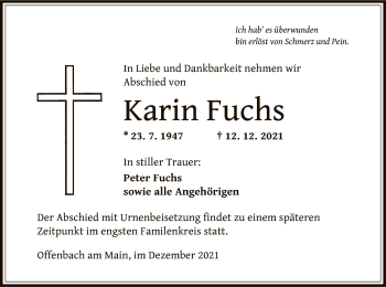 Traueranzeige von Karin Fuchs von OF