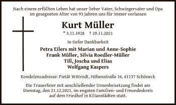 Traueranzeige von Kurt Müller von OF