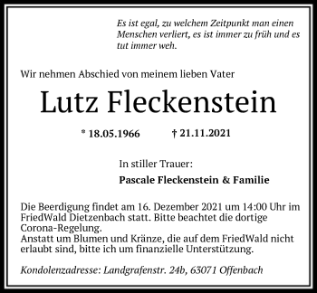 Traueranzeige von Lutz Fleckenstein von OF