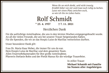 Traueranzeige von Rolf Schmidt von OF