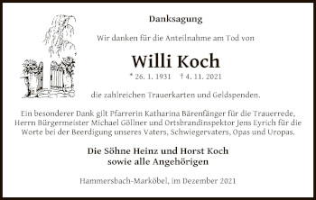 Traueranzeige von Willi Koch von OF