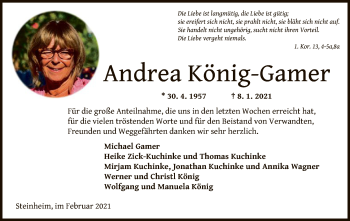 Traueranzeige von Andrea König-Gamer von OF