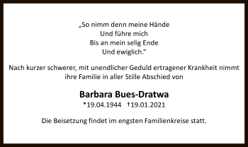 Traueranzeige von Barbara Bues-Dratwa von OF