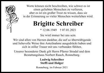 Traueranzeige von Brigitte Schreiber von OF