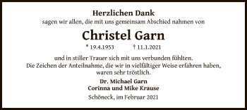 Traueranzeige von Christel Garn von OF