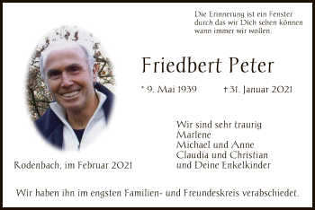 Traueranzeige von Friedbert Peter von OF