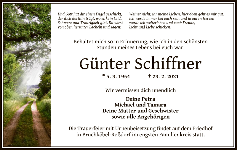  Traueranzeige für Günter Schiffner vom 27.02.2021 aus OF