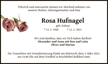 Traueranzeige von Rosa Hufnagel von OF