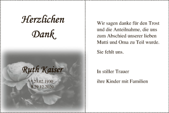 Traueranzeige von Ruth Kaiser von OF