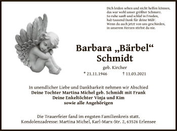 Traueranzeige von Barbara Schmidt von OF