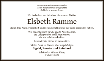 Traueranzeige von Elsbeth Ramme von OF