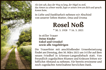 Traueranzeige von Rosel Noß von OF