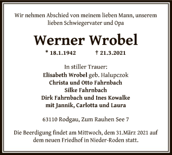 Traueranzeige von Werner Wrobel von OF