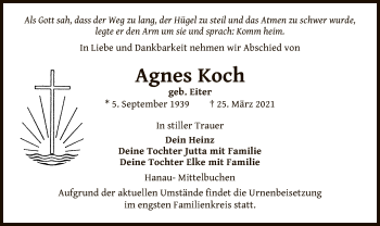 Traueranzeige von Agnes Koch von OF