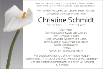 Traueranzeige von Christine Schmidt von OF