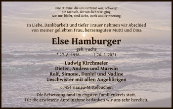 Traueranzeige von Else Hamburger von OF