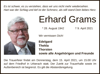 Traueranzeige von Erhard Grams von OF