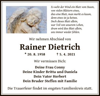 Traueranzeige von Rainer Dietrich von OF