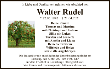 Traueranzeige von Walter Rudel von OF