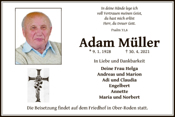 Traueranzeige von Adam Müller von OF