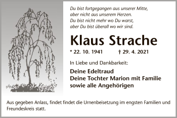 Traueranzeige von Klaus Strache von OF