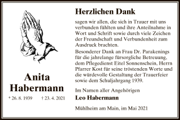 Traueranzeige von Anita Habermann von OF