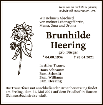 Traueranzeige von Brunhilde Heering von OF