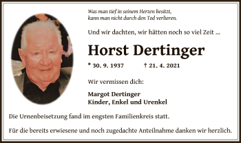 Traueranzeige von Horst Dertinger von OF