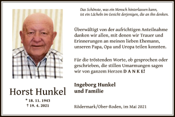 Traueranzeige von Horst Hunkel von OF