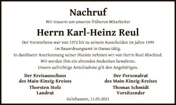 Traueranzeige von Karl-Heinz Reul von OF