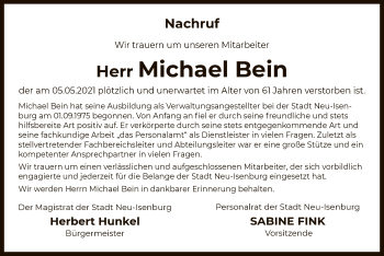 Traueranzeige von Michael Bein von OF