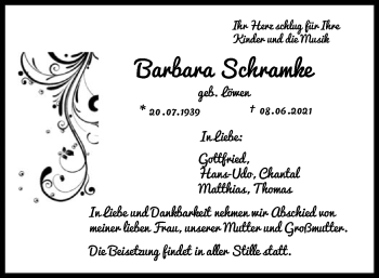 Traueranzeige von Barbara Schramke von OF