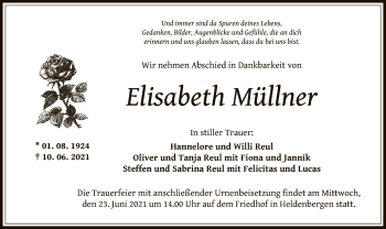 Traueranzeige von Elisabeth Müllner von OF