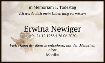 Traueranzeige von Erwina Newiger von OF