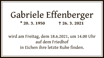 Traueranzeige von Gabriele Effenberger von OF