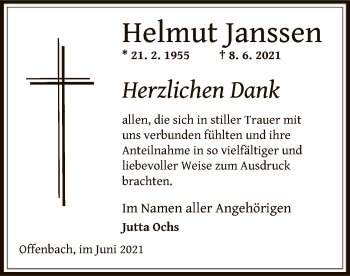 Traueranzeige von Helmut Janssen von OF