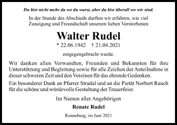 Traueranzeige von Walter Rudel von OF