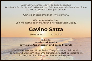 Traueranzeige von Gavino Satta von OF