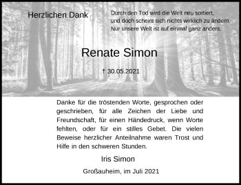 Traueranzeige von Renate Simon von OF