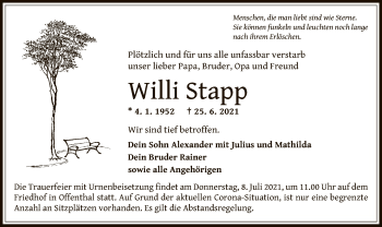 Traueranzeige von Willi Stapp von OF