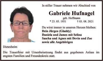 Traueranzeige von Gabriele Hufnagel von OF