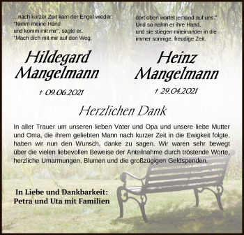 Traueranzeige von Hildegard und Heinz Mangelmann von OF