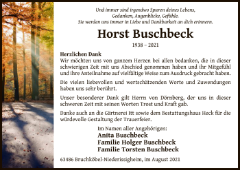 Traueranzeige von Horst Buschbeck von OF
