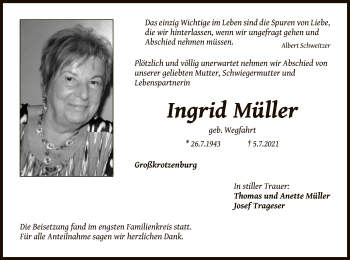 Traueranzeige von Ingrid Müller von OF