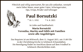 Traueranzeige von Paul Borsutzki von OF