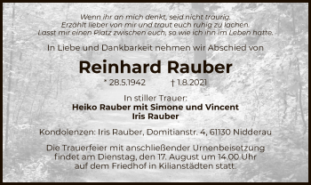 Traueranzeige von Reinhard Rauber von OF