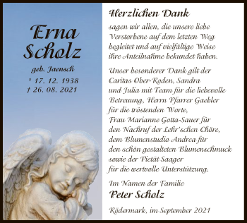 Traueranzeige von Erna Scholz von OF