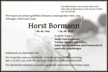 Traueranzeige von Horst Bormann von OF